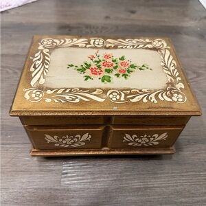 Vintage gilt wood musical jewelry box